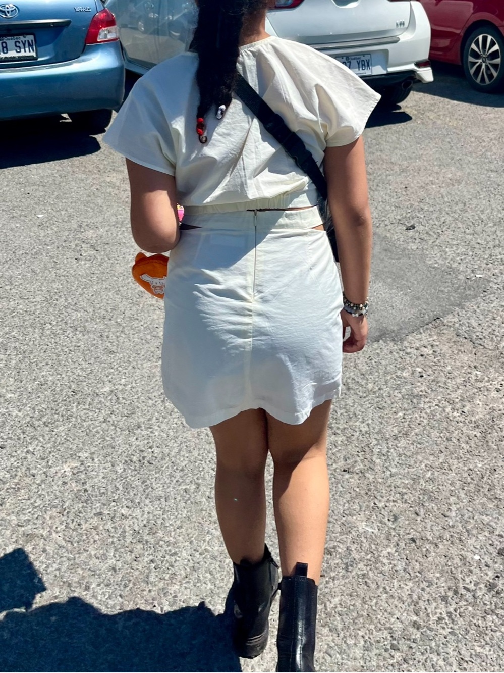 Zara Cream Cropped Wrap Blouse and skirt